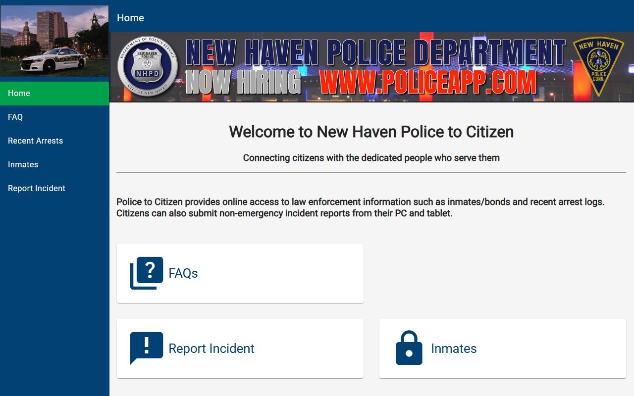 New Haven Police to Citizen portal for New Haven County recent arrests
