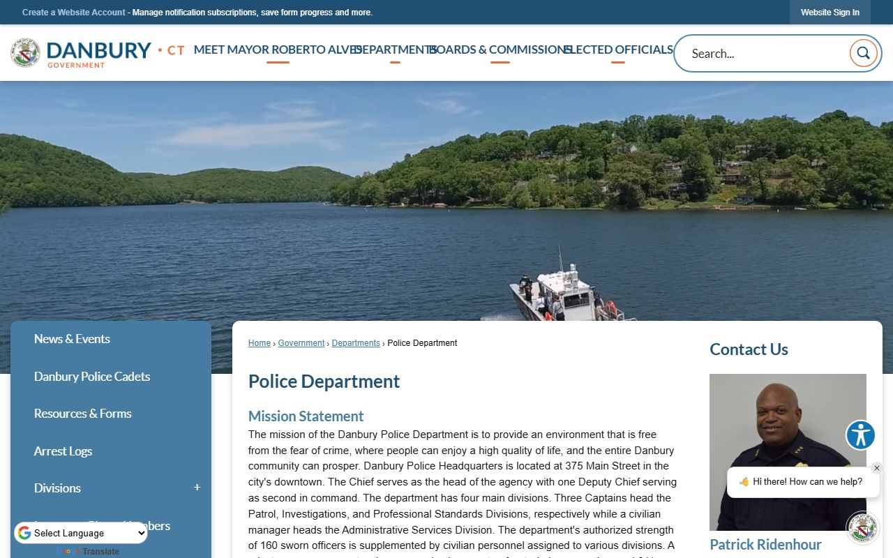 Danbury Connecticut Police Department page for recent arrest logs