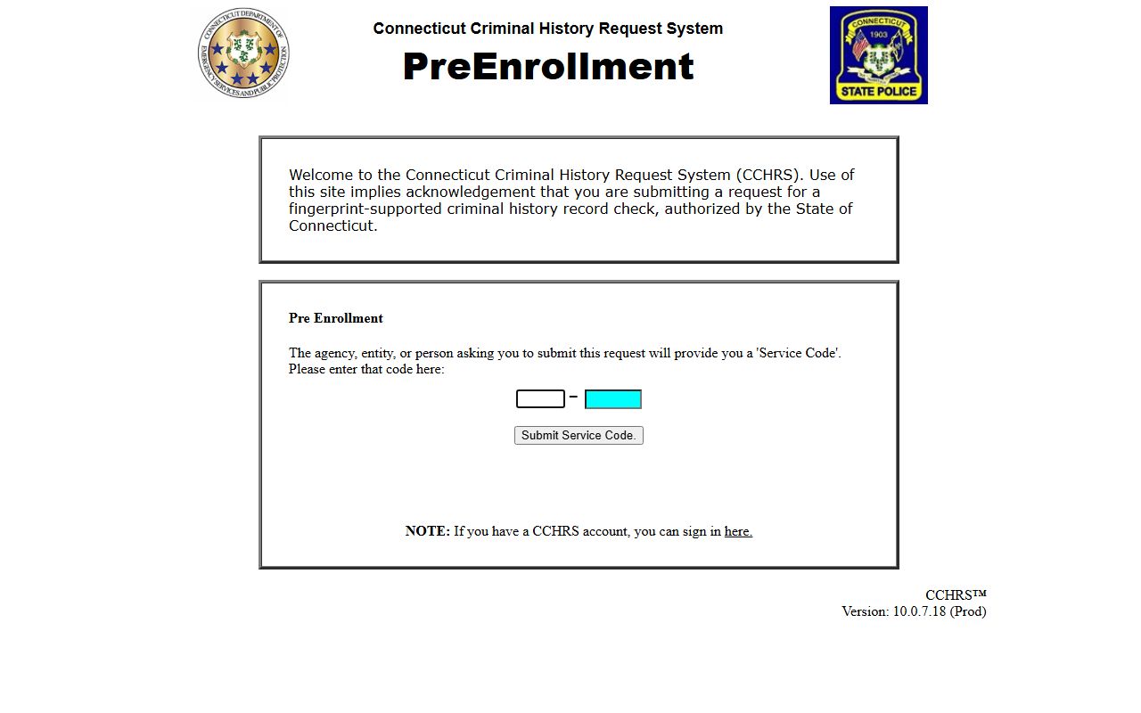 Connecticut fingerprint pre-enrollment for criminal background checks